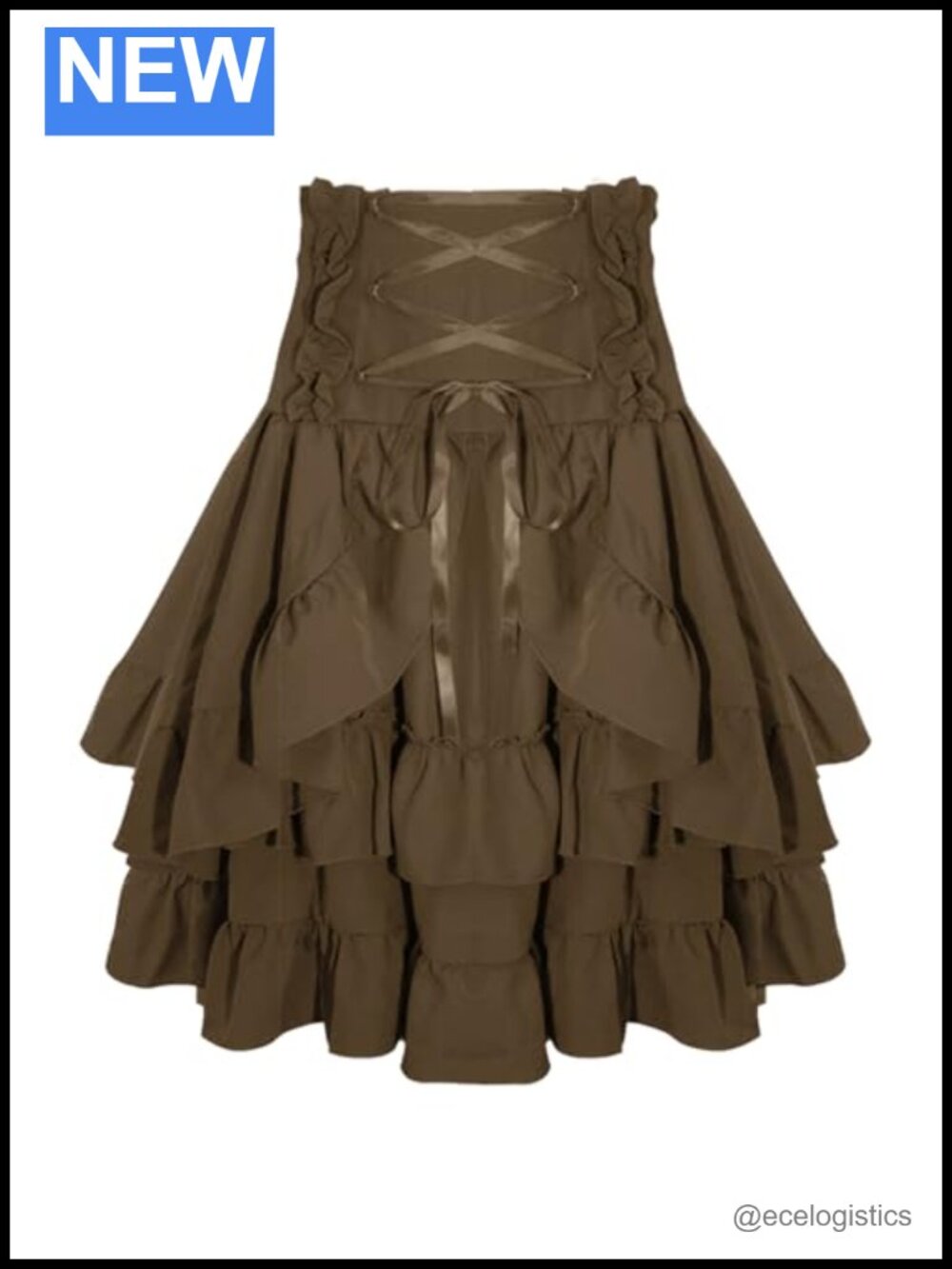 Women Lace Up High Waist Steampunk Gothic Layered Tiered Skirt Renaissance